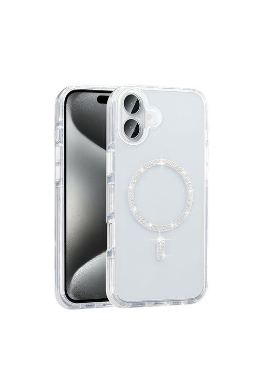 iPhone 16 Case with Msafe Feature, Koment Rhinestone Cover