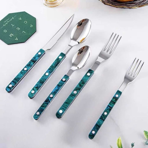 Set Of 10 Pcs Modern Elegant Terra Flatware - Bistrot Style Cutlery Si